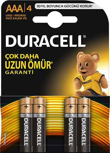 Duracell LR03/MN2400 4'lü Alkalin AAA İnce Kalem Pil