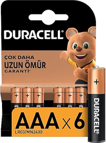 Duracell LR03/MN2400 6'lı Alkalin AAA İnce Kalem Pil