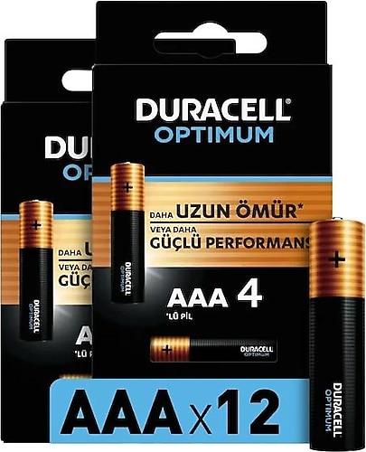 Duracell Optimum 12'li Alkalin AAA İnce Kalem Pil