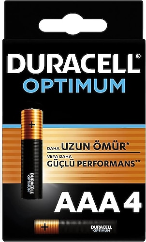 Duracell Optimum 4'lü Alkalin AAA İnce Kalem Pil