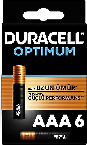 Duracell Optimum 6'lı Alkalin AAA İnce Kalem Pil
