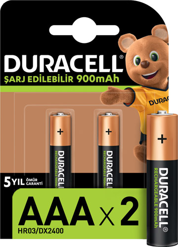 Duracell Şarj Edilebilir AAA 900 mAh 2'li 2 Paket İnce Pil