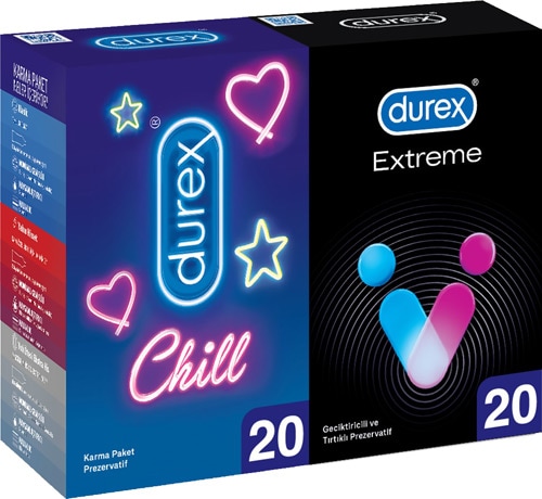 Durex Chill Karma Paket 20'li + Intense 20'li Prezervatif