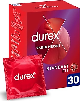Durex Durex Yakın Hisset Standart Fit Kayganlaştırıcılı Prezervatif 30 lu
