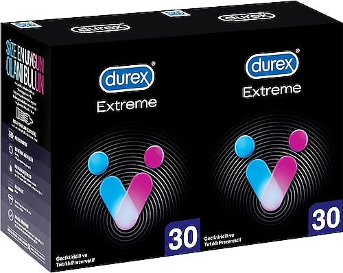 Durex Extreme 30'lu 2 Adet Geciktiricili ve Tırtıklı Prezervatif