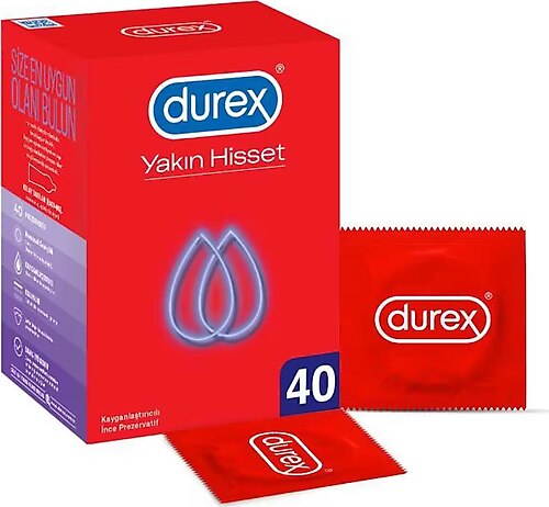 Durex Yakın Hisset Ince Prezervatif, 40'lı Ekonomik Avantaj Paket