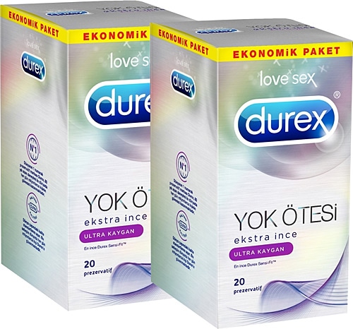 Durex Yok Ötesi Ultra Kaygan Ekstra İnce 20'li 2 Adet Prezervatif