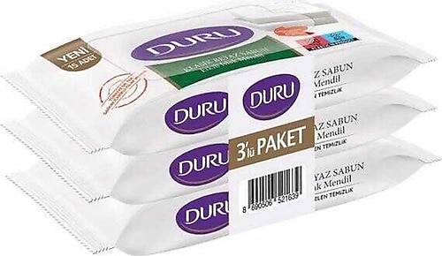 Duru Klasik Beyaz Sabun Kokulu 15 Yaprak 3'lü Paket Islak Mendil