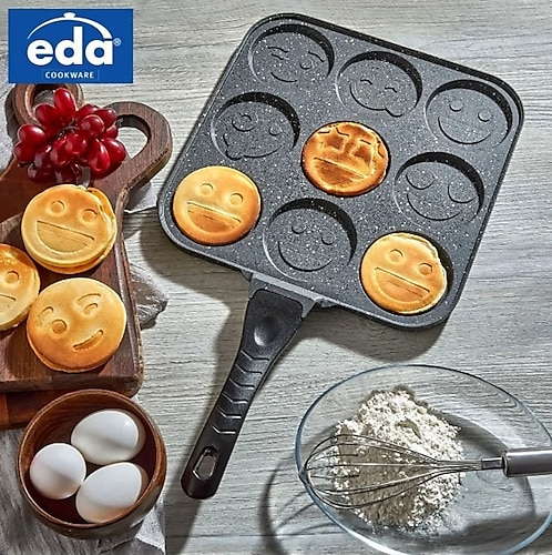 Eda ZK-898 Gülenyüz Kare 28 cm Döküm Krep Tavası