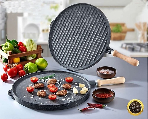 Eda ZK-913 Yuvarlak Çift Taraflı 36 cm Tava
