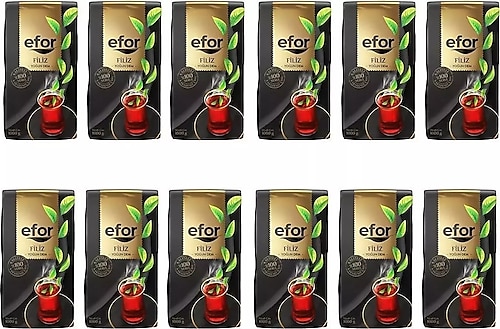 EFOR ÇAY Efor Filiz Siyah Dökme Çay 1.000 Gr X 12 Adet