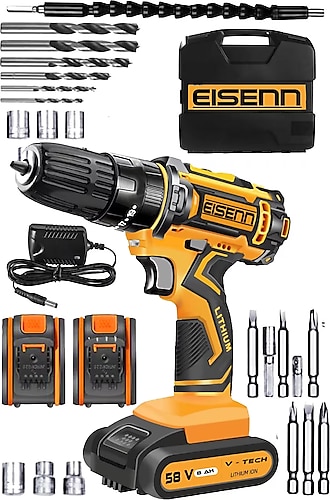 Eisenn V-tech 58 V 8 Ah Çift Akülü Matkap