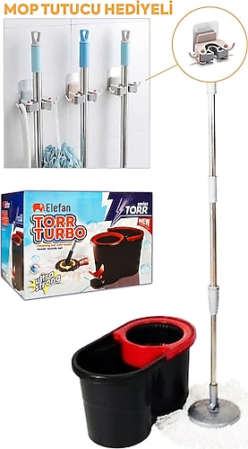 Elefan Turbo Pedallı Temizlik Seti Viledalı, Mop Tutucu Hediyeli