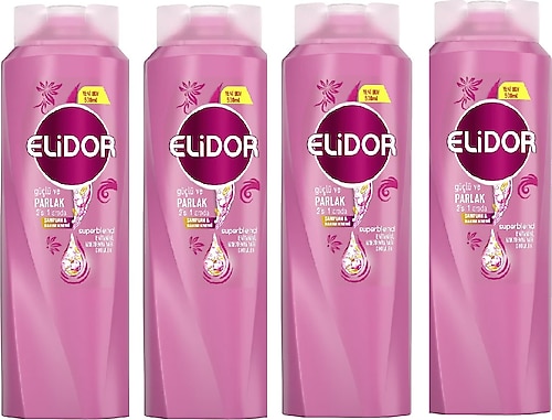 Elidor Superblend 2'si 1 Arada Güçlü ve Parlak Şampuan 500 ml 4 Adet