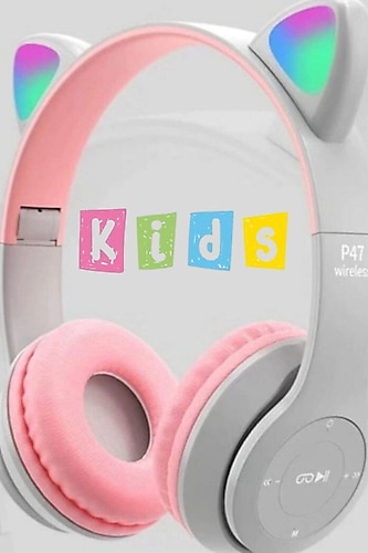 ELROND A+ Kalite Vilya Kedi Kulağı Detaylı Uyumlu Bluetooth Kablosuz Kulaklık Çocuk Oyuncu + Aux Kablo