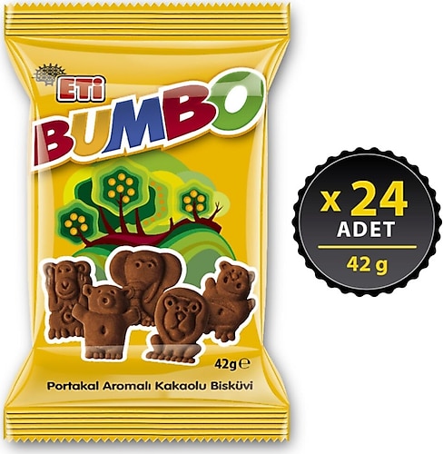 Eti Bumbo Portakal Aromalı Kakaolu Bisküvi 42 gr 24'lü