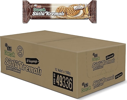Eti Burçak Sütlü Kremalı Bisküvi 100 gr 12'li