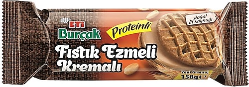 Eti Burçak Yer Fıstığı Ezmeli Kremalı Proteinli Bisküvi 158 gr