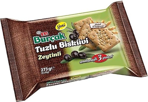 Eti Burçak Zeytinli Tuzlu Bisküvi 3x91 gr