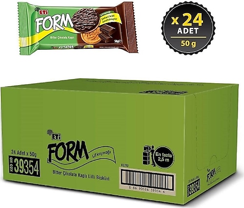 Eti Form Bitter Çikolata Kaplamalı Lifli Bisküvi 24x50 gr