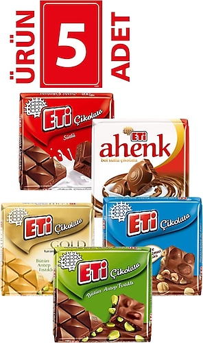 Eti Kare Çikolata Çeşitleri 5 Adet