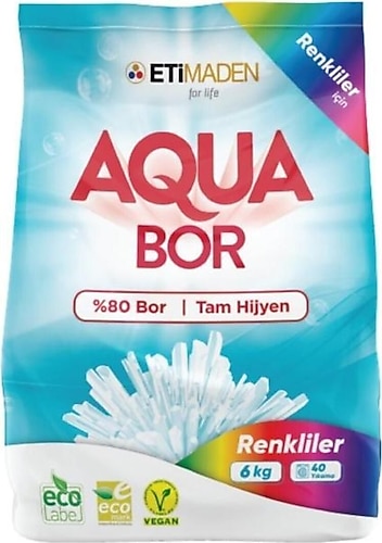 ETİ MADEN Boron Aquabor Matik Toz Çamaşır Deterjanı 6kg (RENKLİLER IÇİN) 40 Yıkama