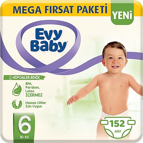 Evy Baby 6 Numara XL 152'li Bebek Bezi