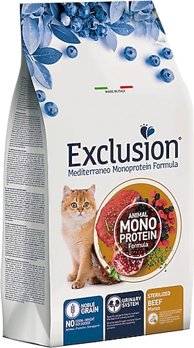 Exclusion Düşük Tahıllı Monoprotein Kısırlaştırılmış Sığır Etli 12 kg Yetişkin Kedi Maması