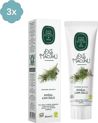 Eyüp Sabri Tuncer Doğal Çam Özlü Beyazlatıcı Florürsüz Diş Macunu 90 ml 3 Adet