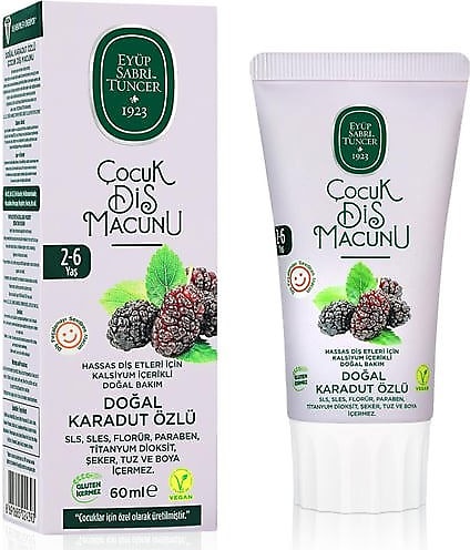 Eyüp Sabri Tuncer Doğal Karadut Özlü 2-6 Yaş Florürsüz Çocuk Diş Macunu 60 ml