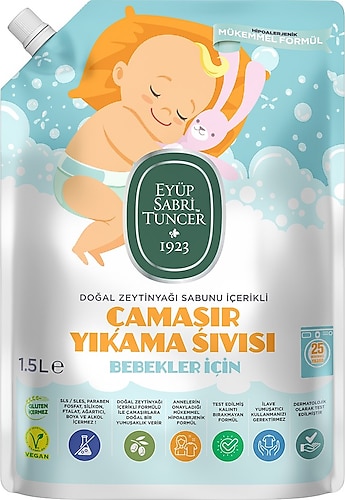Eyüp Sabri Tuncer Doğal Zeytinyağı İçerikli Bebek Çamaşır Yıkama Sıvısı 1500 ml