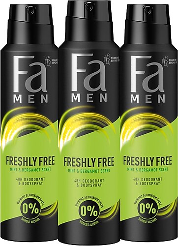 Fa Men Freshly Free Mint & Bergamot Deo Sprey 150 ml 3 Adet