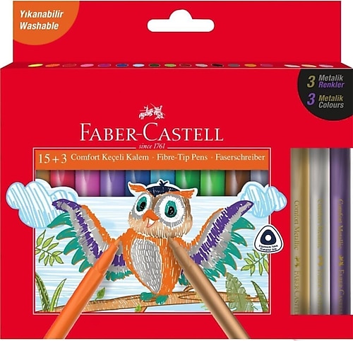 Faber-Castell Comfort Metalik 15+3'lü Keçeli Kalem Seti