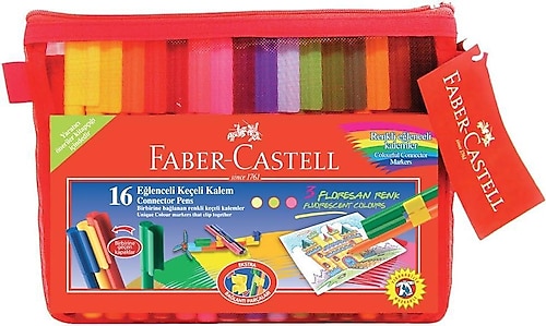 Faber-Castell Eğlenceli Çantalı 16'lı Keçeli Kalem Seti