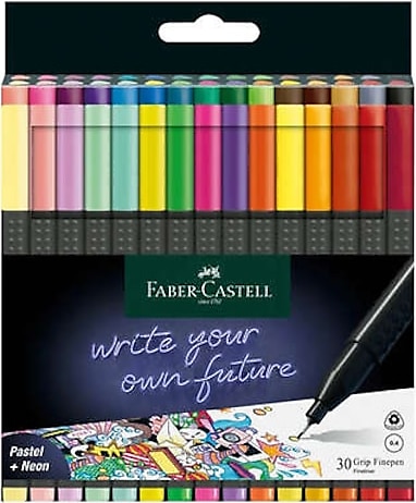 Faber-Castell Grip 0.4 mm 30'lu Fineliner Keçeli Kalem Seti
