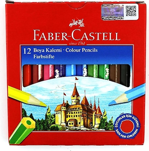 Faber-Castell Karton Kutu Yarım Boy 12'li Kuru Boya Seti