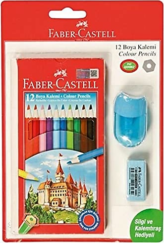 Faber Castell Kuru Boya 12'li + Silgi +Kalem Traş hediyeli