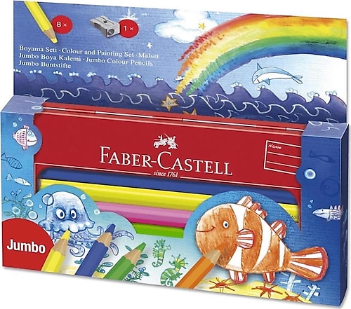 Faber-Castell Metal 8'li Jumbo Kuru Boya Hediye Seti