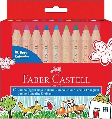 Faber-Castell Yarım Boy 12'li Jumbo Kuru Boya Seti