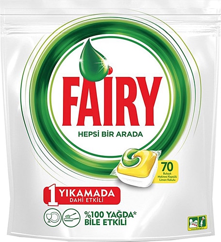 Fairy Hepsi Bir Arada Limon Bulaşık Makinesi Tableti 70'li 4 Adet