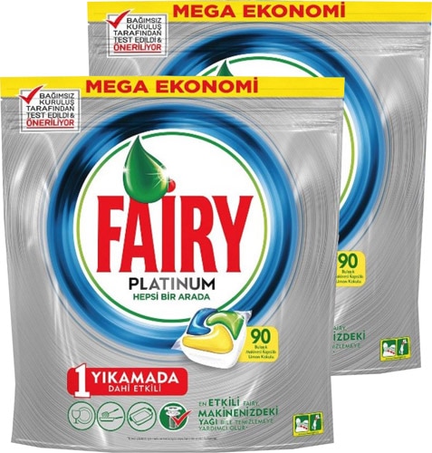 Fairy Platinum Limon 90'lı 2 Adet Bulaşık Makinesi Tableti