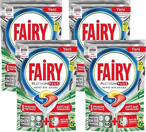 Fairy Platinum Plus 40'lı 4 Adet Bulaşık Makinesi Tableti