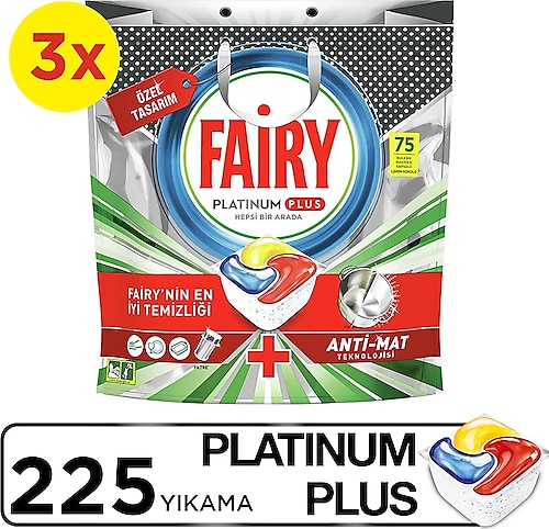 Fairy Platinum Plus 75'li 3 Adet Bulaşık Makinesi Tableti