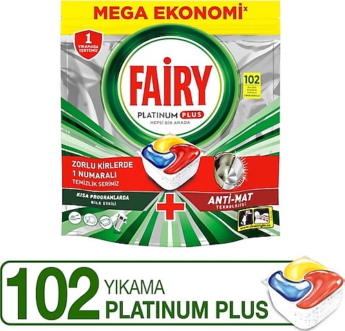 Fairy Platinum Plus Bulaşık Makinesi Deterjanı 102'li