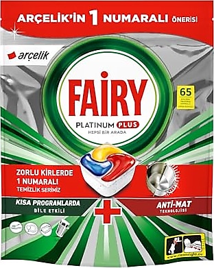 Fairy Platinum Plus Bulaşık Makinesi Deterjanı 65'li Arçelik Özel Paketleri