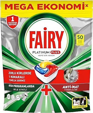 Fairy Platinum Plus Bulaşık Makinesi Deterjanı Kapsülü 50 Yıkama Limon Kokulu