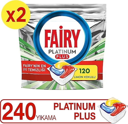 Fairy Platinum Plus Bulaşık Makinesi Tableti 120'li 2 Adet