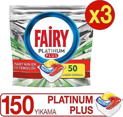 Fairy Platinum Plus Bulaşık Makinesi Tableti 50'li 3 Adet