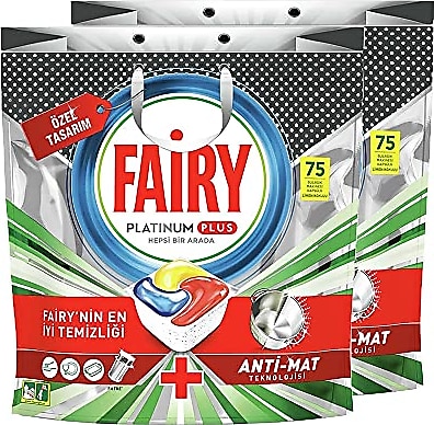 Fairy Platinum Plus Limon Hepsi Bir Arada Bulaşık Makinesi Kapsülü/Tableti, 75x2