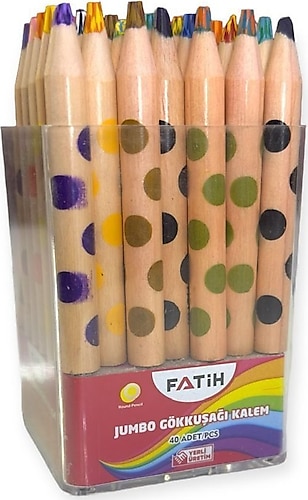 Fatih Jumbo Gökkuşağı Kutulu Ahşap Kuru Boya Kalemi 40 Adet